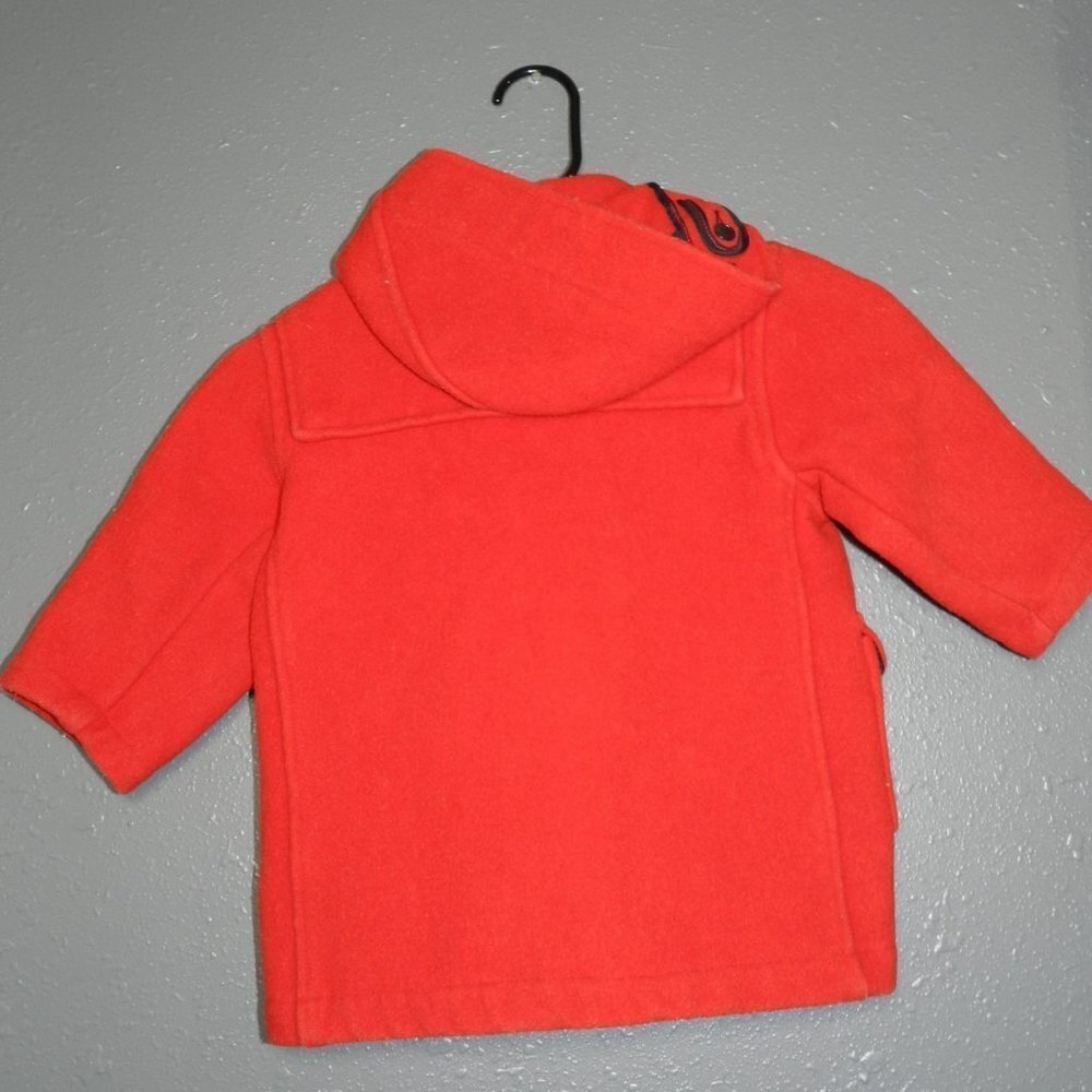 Les Petits Girls Red Button Down France Hooded Coat Size 15 Inch Pit To Pit - Picture 5 of 9